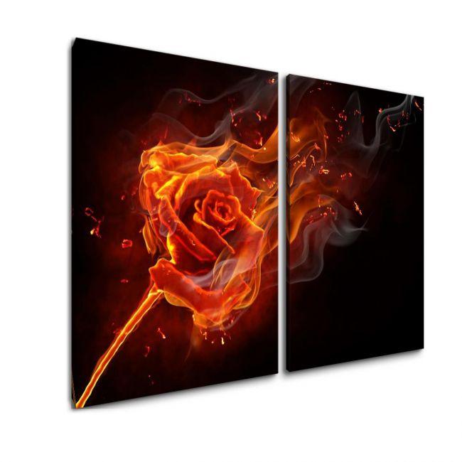 Canvas print Rose on fire, two panels