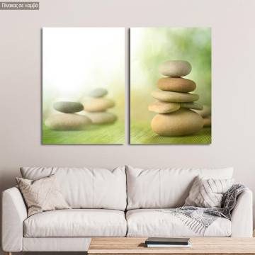 Canvas print Stone piles green, two panels