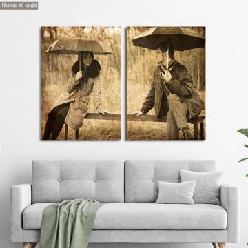 Canvas print Flirting @ bench, two panels