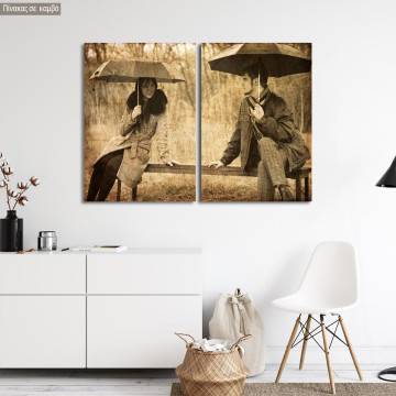 Canvas print Flirting @ bench, two panels 2