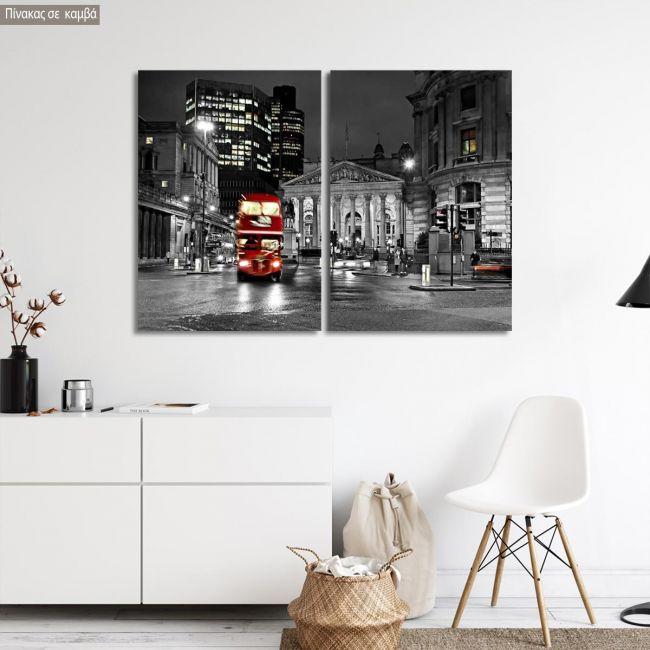 Canvas print London bus, two panels
