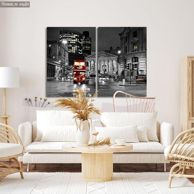 Canvas print London bus, two panels