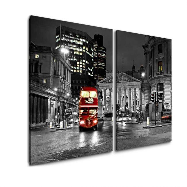 Canvas print London bus, two panels