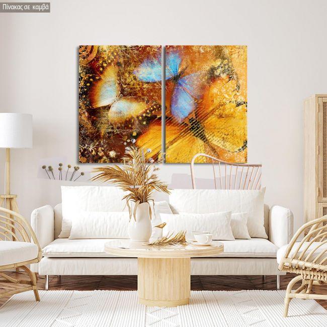 Πίνακας σε καμβά Butterfly I artistic, δίπτυχος