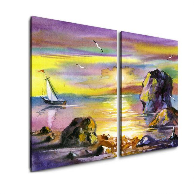 Πίνακας σε καμβά Sea landscape, δίπτυχος
