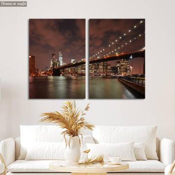 Canvas print Brooklyn bridge lights, two panels
