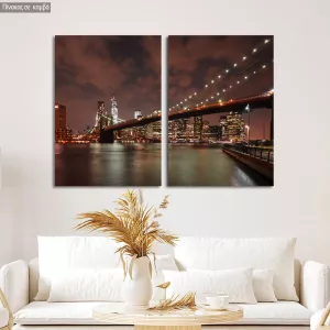 Πίνακας σε καμβά Brooklyn bridge lights, δίπτυχος