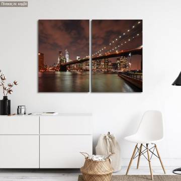 Πίνακας σε καμβά Brooklyn bridge lights, δίπτυχος 2