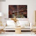Canvas print Brooklyn bridge lights, two panels
