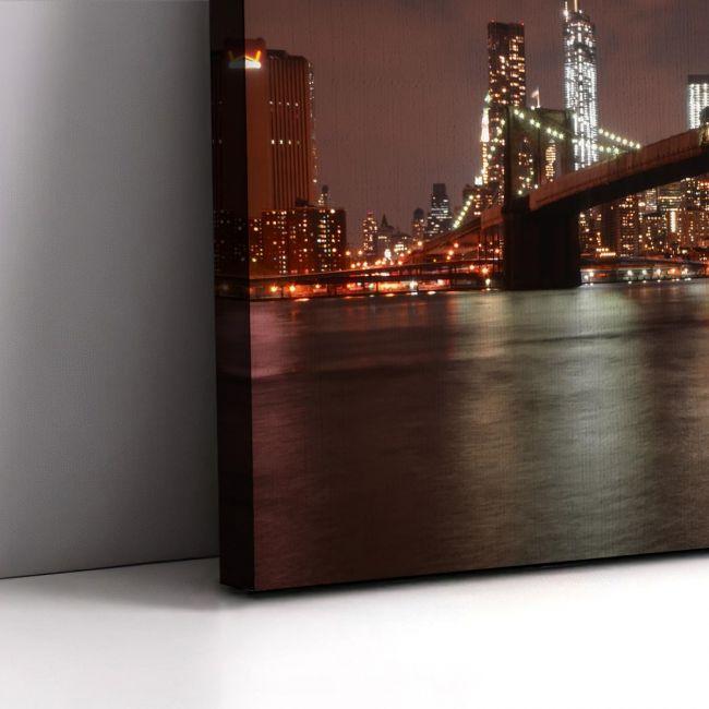 Πίνακας σε καμβά Brooklyn bridge lights, δίπτυχος