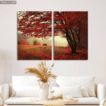 Canvas print Red forest, two panels
