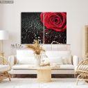 Canvas print Rose with water drops, two panels