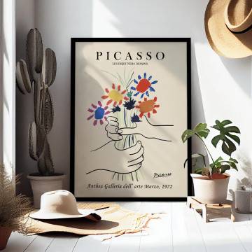 Bouquet of peace Picasso , κάδρο, μαύρη κορνίζα