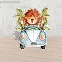 Wooden figure Lion car