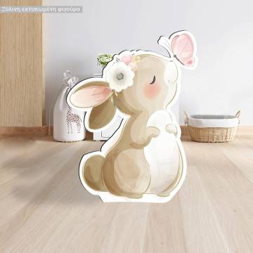 Wooden printed figureCute bunny