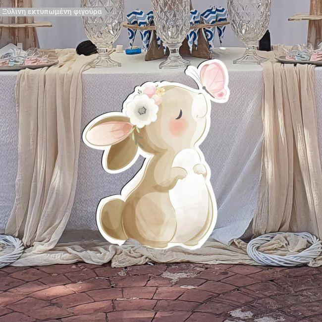 Wooden printed figureCute bunny