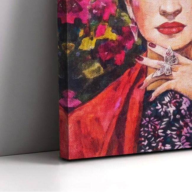 Πίνακας σε καμβά Flowered Frida I