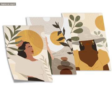 Boho Women Collection, κάδρο, μαύρη κορνίζα, τρίπτυχο 2