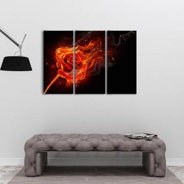Canvas print Rose on fire,3 panels 2