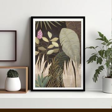 Plant life with gold lines, αφίσα, κάδρο