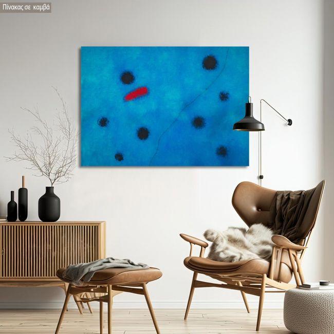 Canvas print Blue I reart, (original by J. Miro)