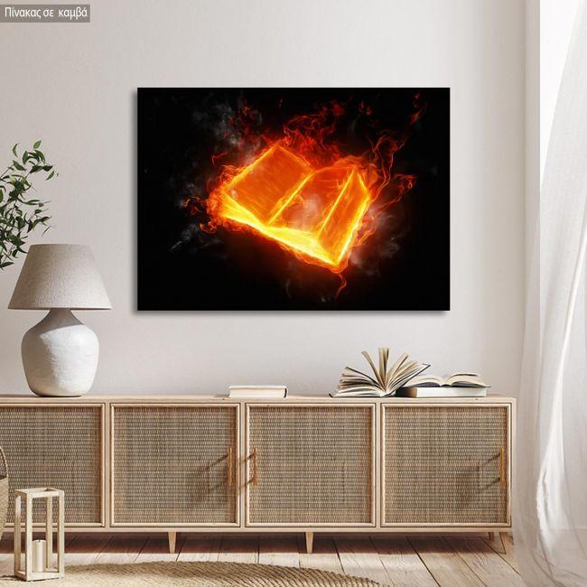 Canvas print Book on fire