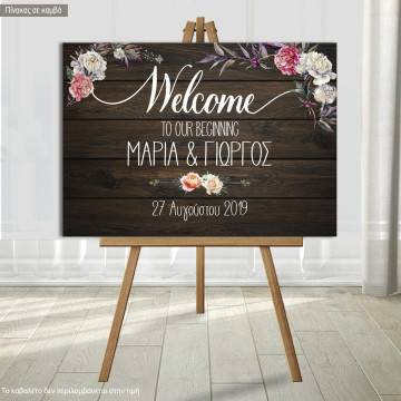 Πίνακας σε καμβά Welcome to our beginning art1 Καμβάς τελαρωμένος Σχέδιο III χωρίς ονόματα, minimal στυλ 2