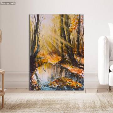 Πίνακας σε καμβά Φθινοπωρινό δάσος, Sunny autumn forest