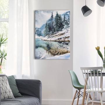 Canvas print Mountain lake and trees View 1 2