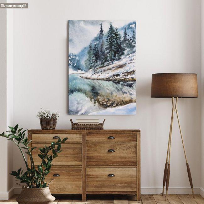 Canvas print Mountain lake and trees