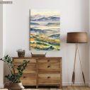 Canvas print Hills and river in the mist