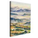 Canvas print Hills and river in the mist