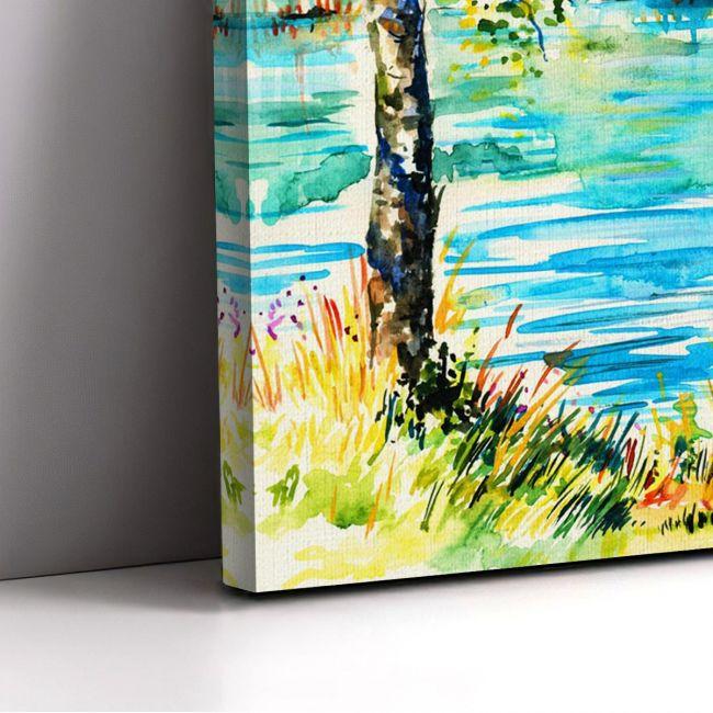 Πίνακας σε καμβά Δέντρο σε λίμνη, Birch on the shore of lake