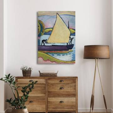 Πίνακας ζωγραφικής Sailboat in morning Macke August Καμβάς τελαρωμένος Όψη 1 2