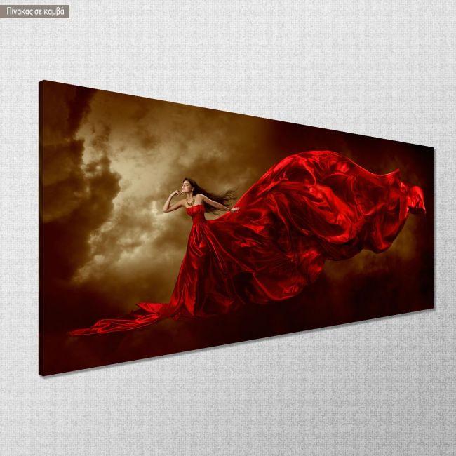 Canvas print Woman in red dress, panoramic