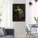 Canvas print Charwoman waters the flowers, Rallis
