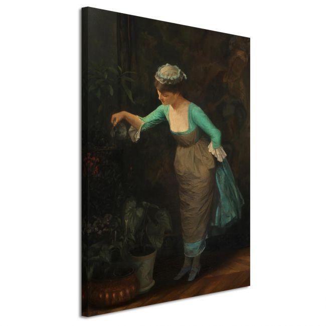 Canvas print Charwoman waters the flowers, Rallis