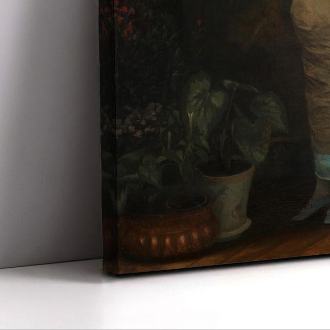 Canvas print Charwoman waters the flowers, Rallis