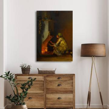 Canvas print Young girl by the fire Rallis Framed canvas View 1 2