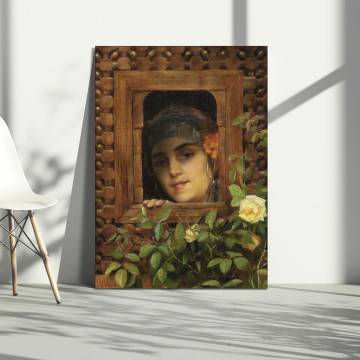 Πίνακας ζωγραφικής Νεαρή γυναίκα κοιτάζει από το παράθυρο, Ράλλης