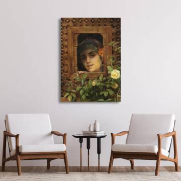 Canvas print Young woman looks out the window Rallis Framed canvas View 1 2