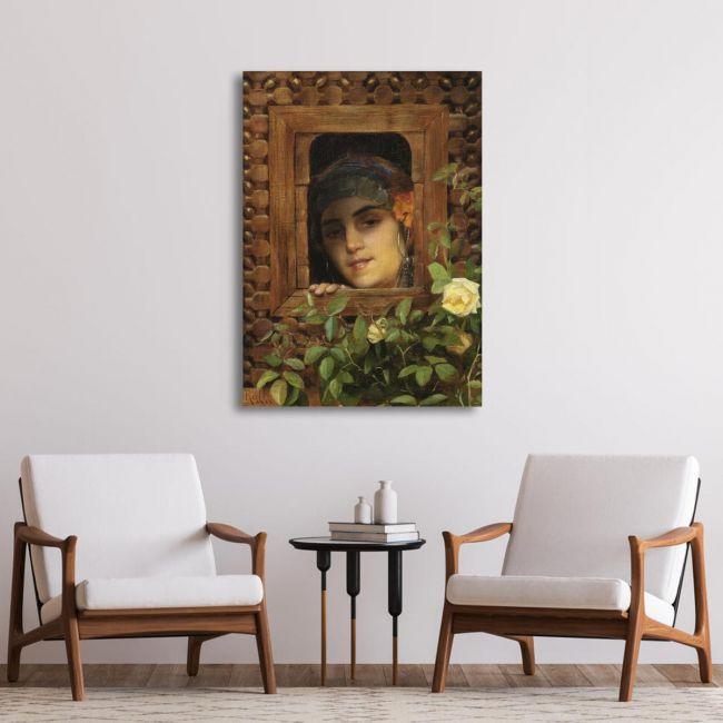 Canvas print Young woman looks out the window, Rallis