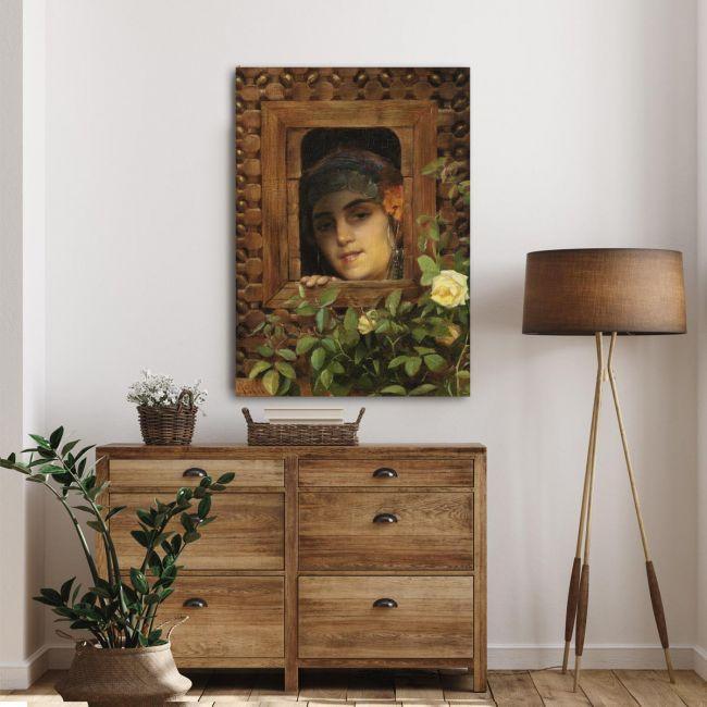 Canvas print Young woman looks out the window, Rallis