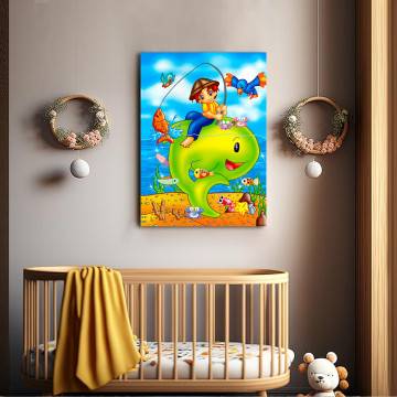 Kids canvas print The fishing boy