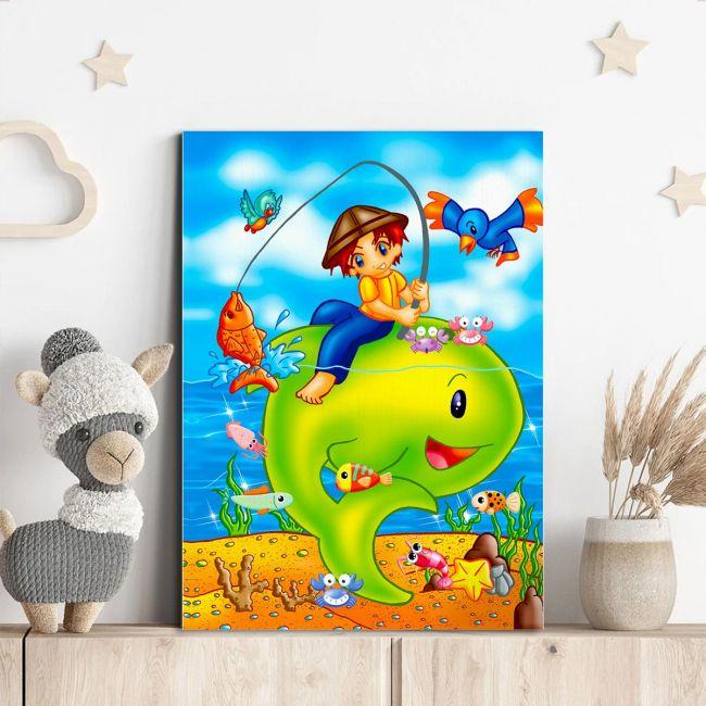 Kids canvas print The fishing boy