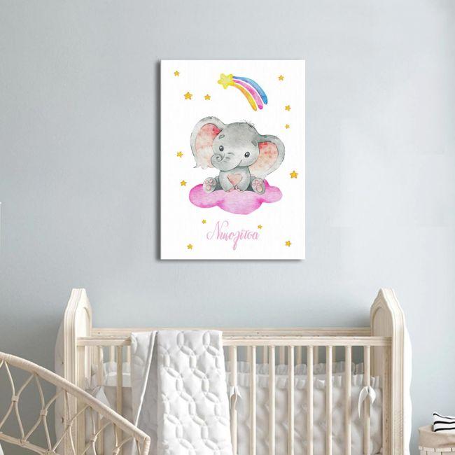 Kids canvas print Elephant watercolor