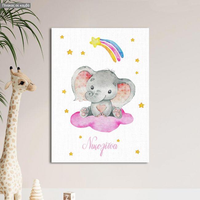 Kids canvas print Elephant watercolor