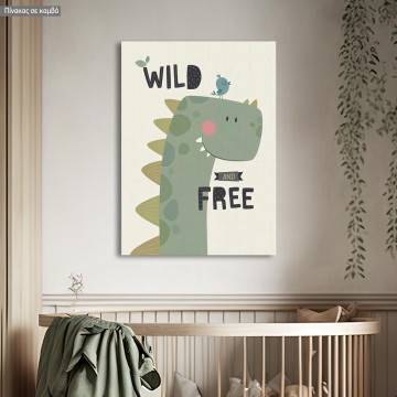 Kids canvas print Wild and free, dino