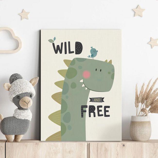 Kids canvas print Wild and free, dino