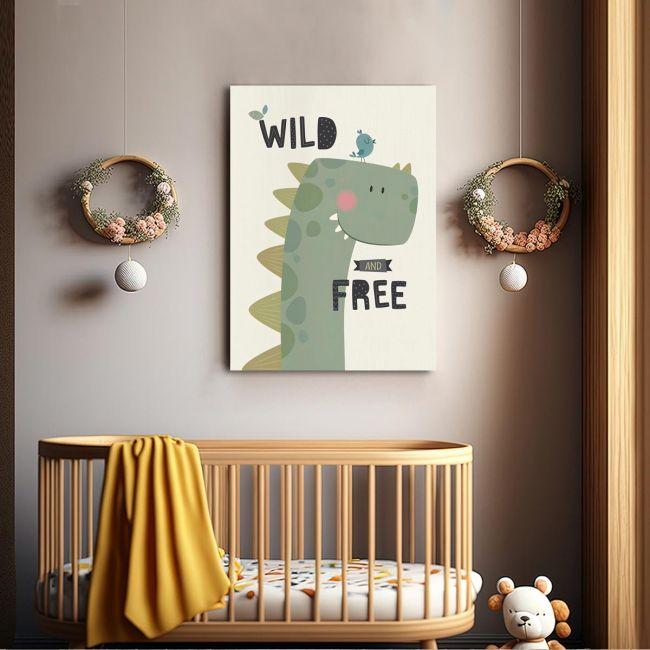 Kids canvas print Wild and free, dino